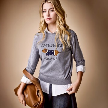 狗狗刺繡針織上衣