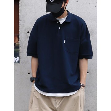 (免運)Sigbreak日系CityBoy風夏季寬松純色翻領短袖無信仰T恤POLO衫男