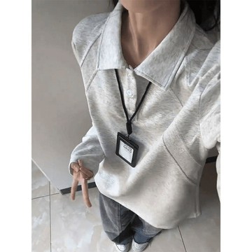 上衣重磅硬挺polo衫春秋衛衣男秋季美式長袖t恤插肩袖cleanfit打底衫