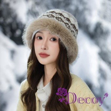 【Decoy】費爾島風 加厚毛絨保暖復古毛帽/米