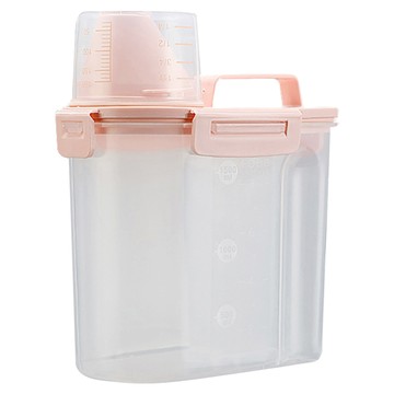 4卡扣 米色偏粉 小 1.7L 密封防潮儲米箱  1個