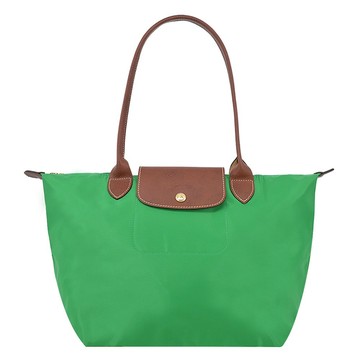 [平輸版]LONGCHAMP LE PLIAGE系列長把再生尼龍摺疊水餃包(中/草綠)真品平輸