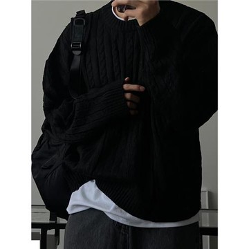 SSUMENAM「極簡風 麻花紋理」高級感毛衣男秋冬內搭針織衫外套