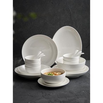 造器高級感輕奢白陶瓷中式碗碟盤套裝家用2025新款高溫釉下彩餐具