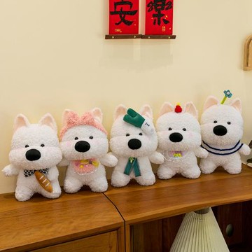 可愛西高地潦草狗公仔毛絨玩具狗狗玩偶治愈系仿真小狗布娃娃禮物