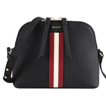 BALLY 6306275 SEMELE 金屬LOGO條紋款斜背貝殼包.黑