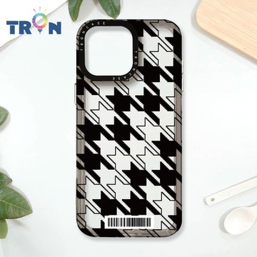 TRON IPhone 16 Pro Max 虛實剪影千鳥紋 防摔太空載具殼 透黑 軟硬 手機殼
