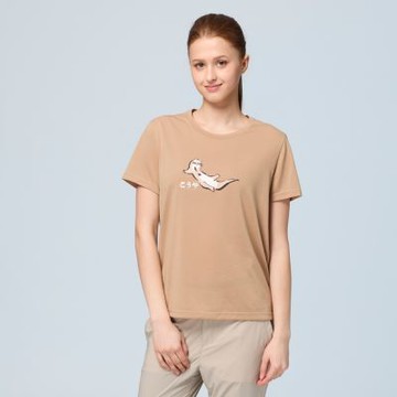 【WILDLAND荒野】女日文荒野排汗印花短袖T 121 小麥色