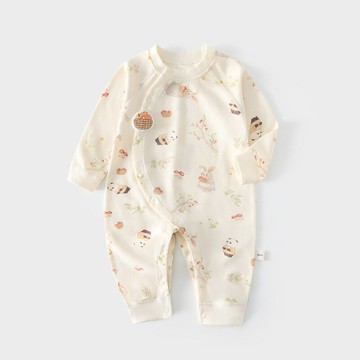 嬰兒連體衣長袖純棉春秋偏開哈衣男女寶新生寶寶嬰幼兒童春夏爬服鑫弘-萌寶童裝可開發票