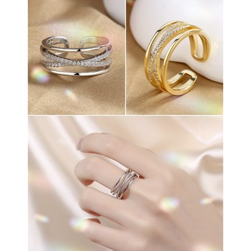 台灣現貨🎉戒指 韓版INS風 可調節 食指戒 冷淡風 多層線條戒指 個性戒指 時尚 小眾設計 小紅書 東大門XUE2