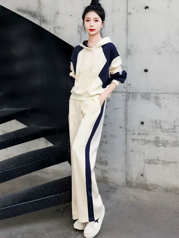 運動服套裝女辣妹時尚高級感休閒減齡百搭兩件套早春季新款【倪醬】