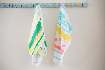 Yinke小狗星球純棉軟軟毛巾-黃粉直款x綠黃橫款組合