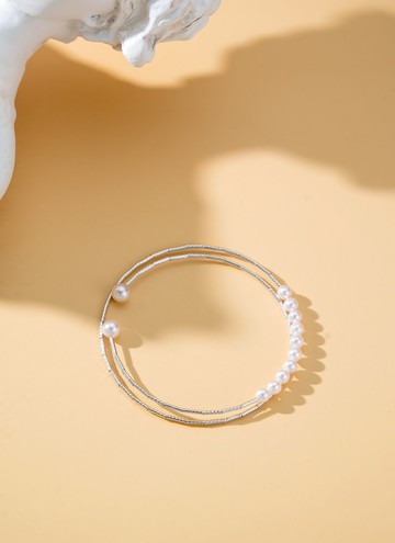 Akoya 精緻雙層 18K金 彈性手鐲