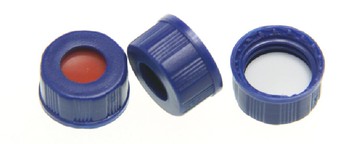《實驗室耗材專賣》ALWSCI 2ml Vial瓶蓋 藍色低型中空蓋 含9mm 透明PTFE膜/紅silicone墊片 100pcs/pk 實驗儀器 塑膠製品 鐵氟龍/矽膠墊片