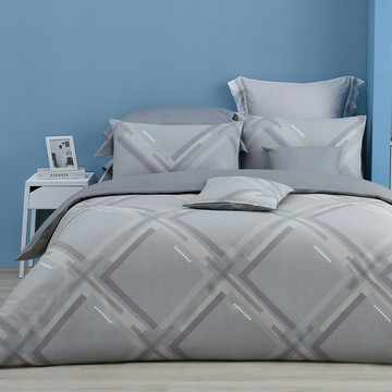 新品_東妮寢飾(單人/雙人/加大/特大)100%精梳棉兩用被床包組／軌跡之間