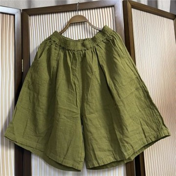 葉子夏季新品寬松百搭闊腿短褲棉紗雙紗薄款短褲72-120 144 57