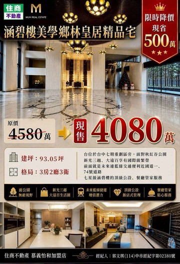震撼降價⚡鄉林皇居視野戶狂砍500萬｜台中市西屯區台灣大道三段