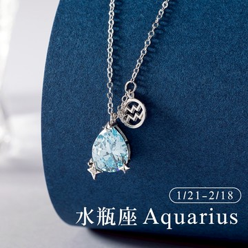 【MARIGOLD】水瓶座 12星座專屬星辰誕生石項鍊 生日快樂 生日禮物