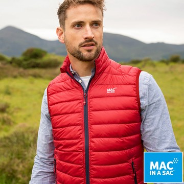 【MAC IN A SAC】男款輕暖袋著走羽絨背心(MNS120 紅/防潑水/好攜帶)