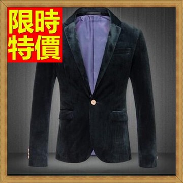 西裝外套男西服-金絲絨修身單排扣正規領型男外套2色65b44【獨家進口】【米蘭精品】