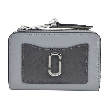 MARC JACOBS THE SNAPSHOT 防刮撞色對開薄款拉鏈短夾-灰黑