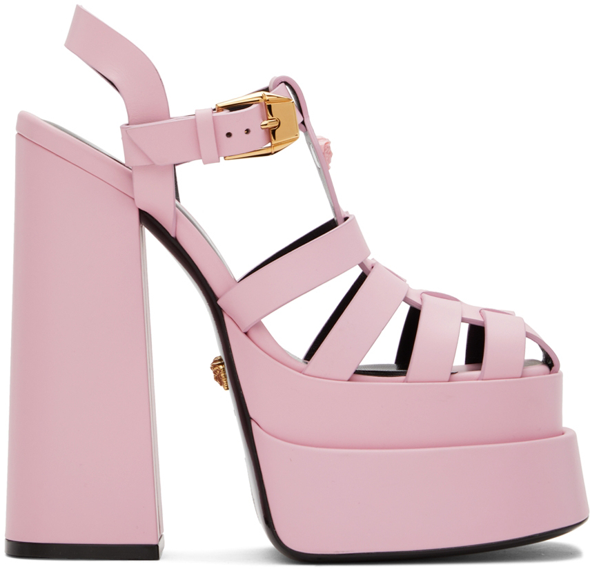 Versace 粉色 La Medusa Mary Jane 高跟鞋