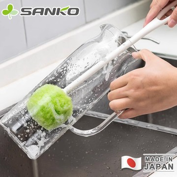 日本製球型水瓶清潔刷【日本SANKO】 奶瓶刷 加長型洗杯刷 奶瓶刷 保溫瓶刷 水壺 水瓶 清潔刷 長柄刷 洗杯刷 不鏽