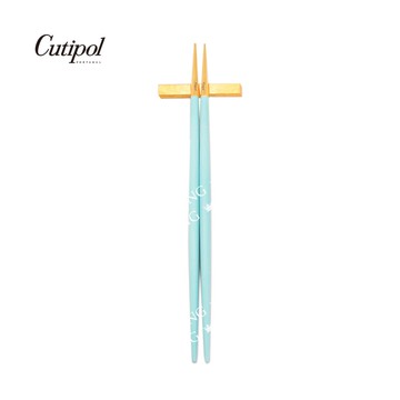 葡萄牙Cutipol GOA系列筷子+筷架組 (蒂芬妮金) 不鏽鋼筷子