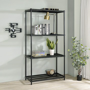 1"四層拉網收納架-90x45x177cm-黑色