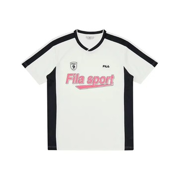 A11 FILA 男涼感短袖圓領足球T恤-米白