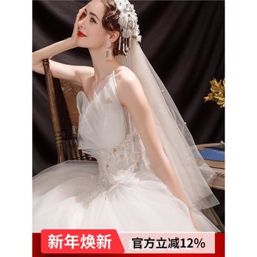 季末特惠 如花綻放法式性感花朵抹胸新娘公主婚紗禮服16088批發