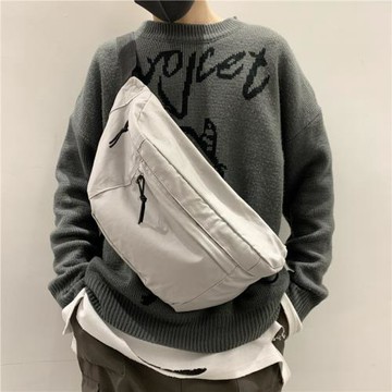 王一博同款斜挎包男士潮牌腰包大容量單肩包帆布背包日系運動胸包