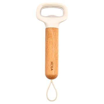 HOLA 和樂家居 木柄開瓶器 17.5 x 5.8 x 2.5cm 7g  白色 + 原木色  1個