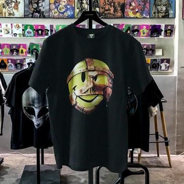 ins超火金屬笑臉情侶t恤夏季潮牌圓領oldSkool街頭歐美風半袖男女