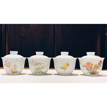 不言美器 釉中彩 蓋杯