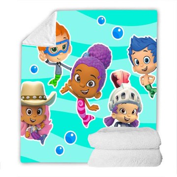 法蘭絨毯Bubble Guppies兒童絨毯家居辦公午睡毯秋冬法蘭絨毛毯