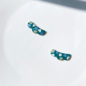 花花小領片夾式/針式耳環