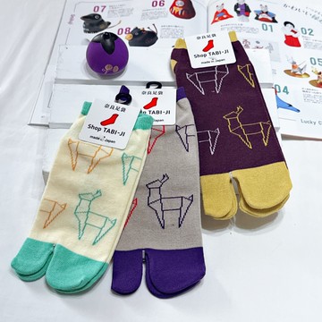 TABI-JI奈良足袋襪(分趾襪)-踝襪(25-27公分)-摺紙鹿(紫黃/灰藍)