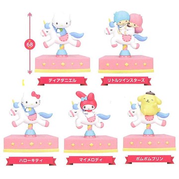 小禮堂 Sanrio 三麗鷗 盲盒造型公仔 全套五入組 (旋轉木馬)