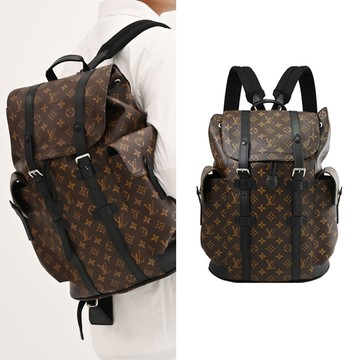 Louis Vuitton LV M43735 Christopher MM 花紋大容量翻蓋束口商旅後背包