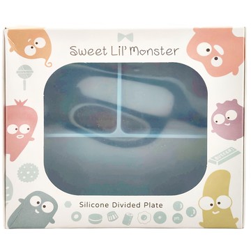 Sweet Lil' Monster 怪獸寶貝 好自信 矽膠分隔盤  霧面藍  分隔餐盤  1個
