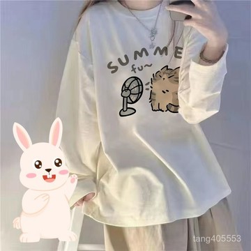 台灣熱賣長袖女T恤2023年新款爆款洋氣衣服ins潮高顔值貓咪美式hiphopT恤0303 D6LJ