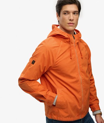 Superdry Men's Hooded Washed Twill Jacket Orange Size: Xxl