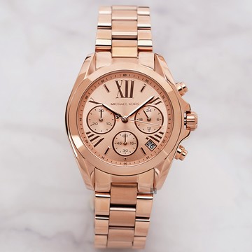 Michael Kors 羅馬假期三眼計時腕錶-玫瑰金 (MK5799)
