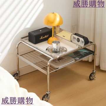免運 極速發貨 中古可移動茶幾 推車 設計師創意沙發邊幾置物架不銹鋼帶托盤小桌子【WW930】