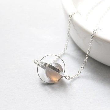 armei 銀環。灰瑪瑙。溫柔星球。宇宙 項鍊 Sliver Ring。Agate Gray 。Tender Planet。Galaxy Necklace
