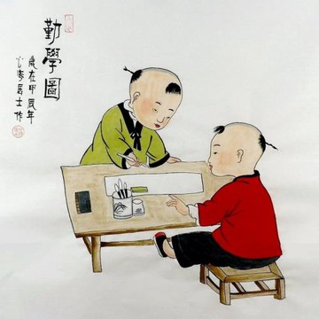 國畫人物畫百子圖手工手繪字畫真跡中式客廳臥室裝飾畫四尺斗方GG