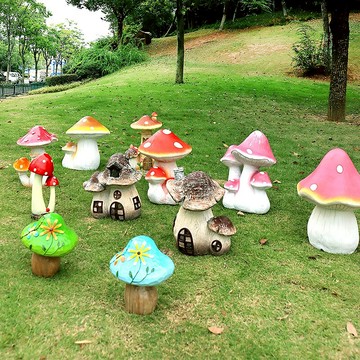 戶外創意仿真蘑菇別墅花園庭院布置幼兒園草坪園藝景觀裝飾擺件