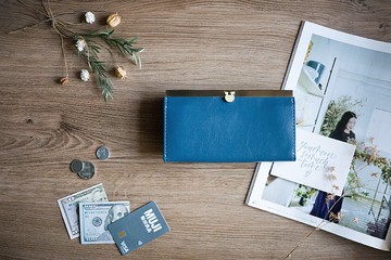 柏林藍 口金長夾丨大容量皮夾 口金牛皮包 真皮錢包丨換錢包招財