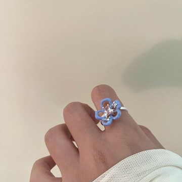 限時特賣🔥 甜美誇張花朵戒指鋯石滴油小衆設計感小清新少女指環食指戒氣質感 戒指